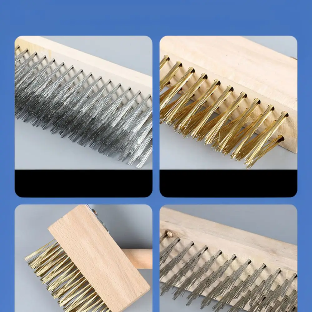 Manual Garden Scrubber Steel Wire Bristles Wood Handle Outdoor Patio Path Moss Removal Gardening Hand Tool