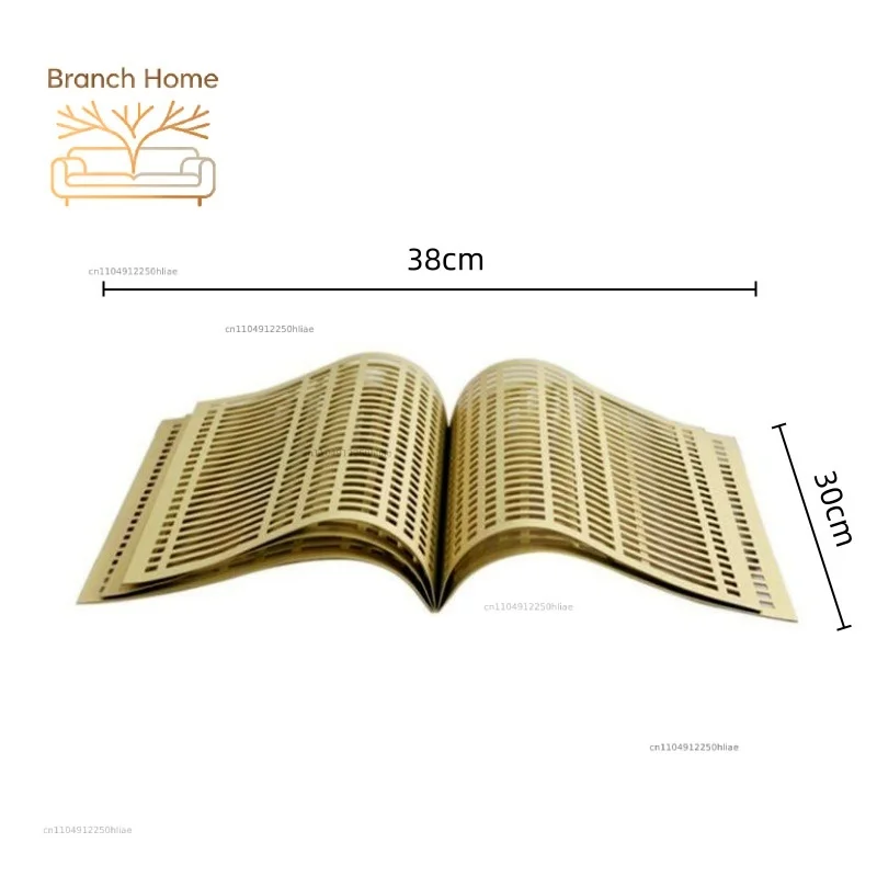 Metal Handicraft Golden Book Geometry Abstract Scroll Sculpture Hollow Magazine Metal Figurine Home Decoration Accessories