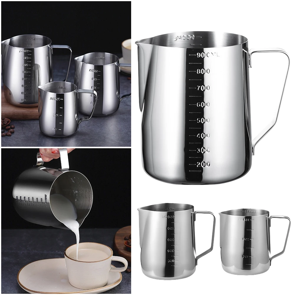 350/600/900ml Cappuccino Cream Frothing Jug Pitcher Stainless Steel Barista Frother Pitcher Sharp Mouth Kitchen Cafe Accessories