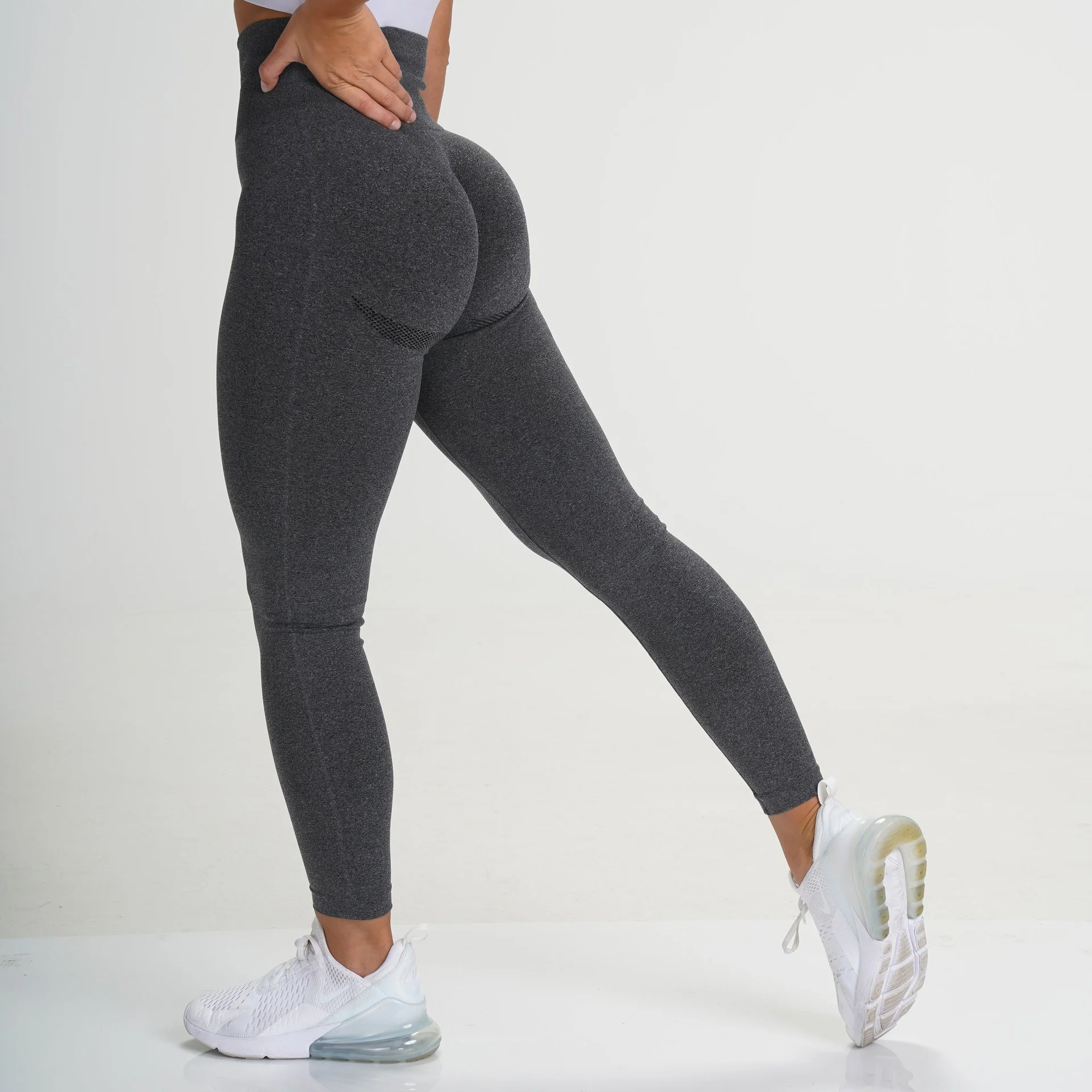 Pantalones de yoga con sonrisa de alta elasticidad, pantalones de fitness europeos y americanos sin costuras, pantalones de yoga ajustados, pantalones de cintura alta y levantamiento de cadera