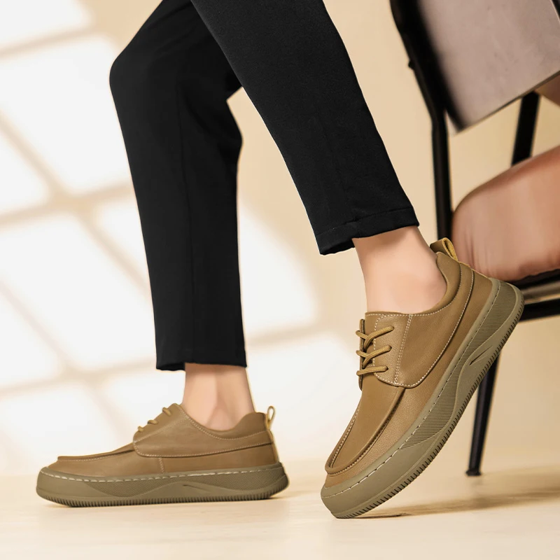 Casual men's leather shoes Comfortable classic and versatile style Leisure Business Office Quality outdoor street shoes Black image 6