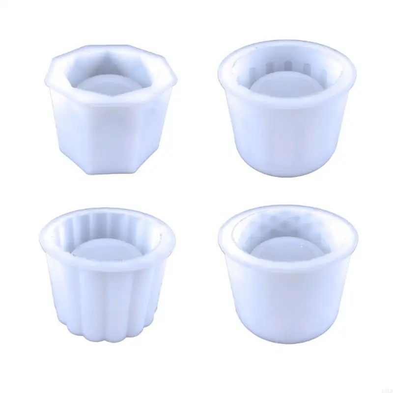 4Pieces Garden Planter Concrete Silicone Mold for Handmade Jar Storage Box Mold