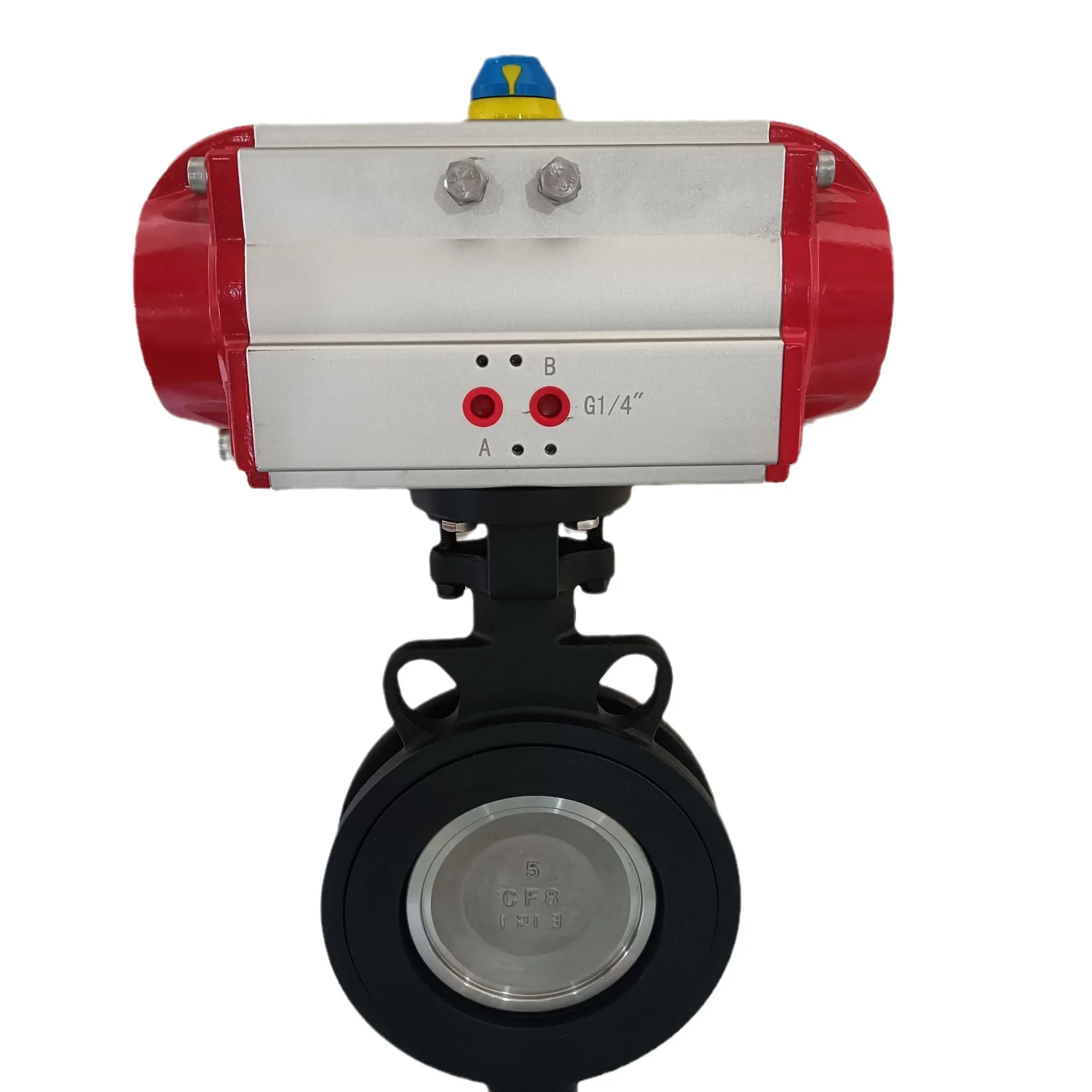 Pneumatic high performance butterfly valve soft seal clamping AT cast iron vertical plate type