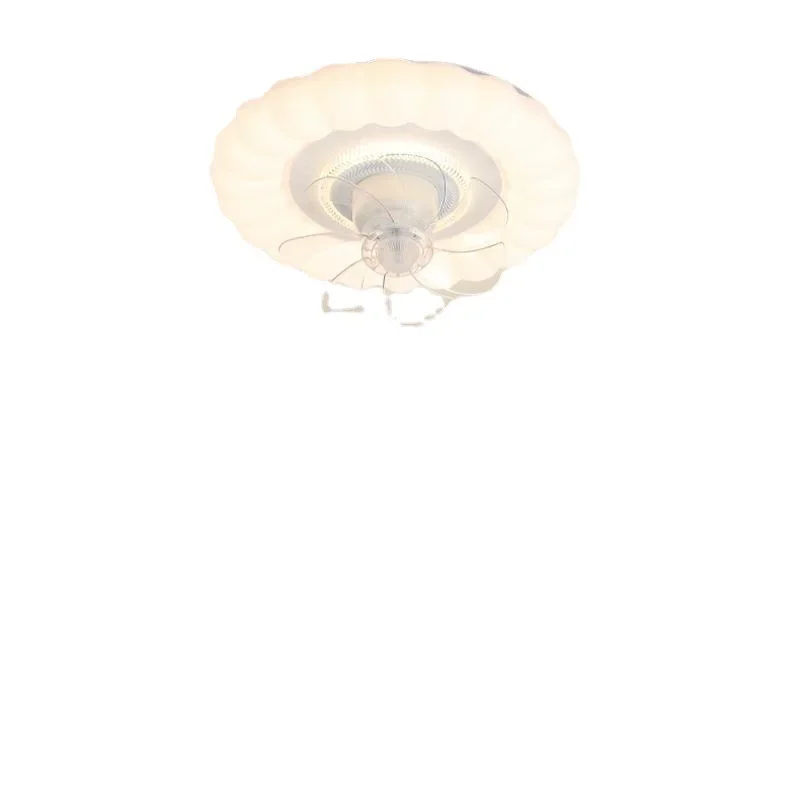 

Cream wind bedroom light luxury shaking head intelligent silent fan light Nordic creative flower children's