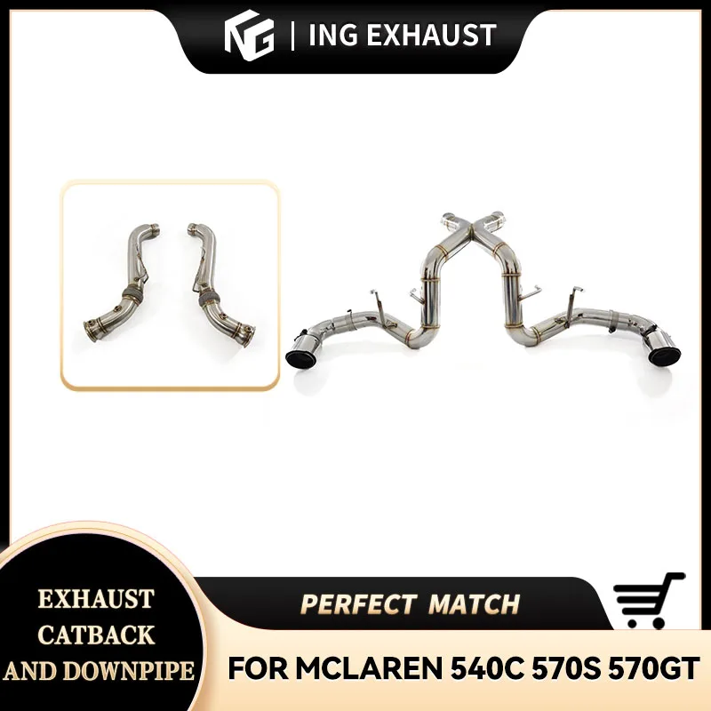 

ING Exhaust SS304 Catback+downpipe No valve for Mclaren 570S 570GT 540C 3.8T Refitting Vehicle Downpipe Engine Tube Parts System