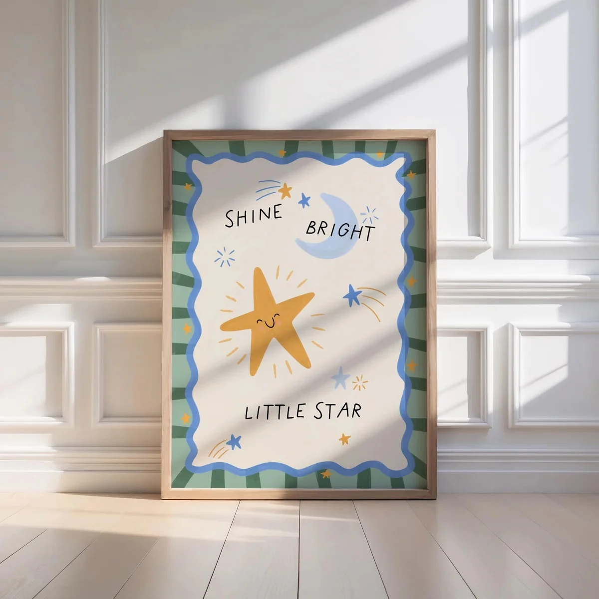 Moderner Cartoon-Kunstdruck „Shine Bright Little Stay“ auf Leinwand, Poster, Bild für Kinderzimmer, Wohnzimmer, Heimdekoration