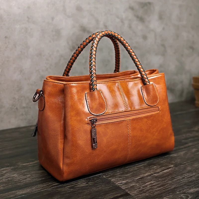 Ladies Handbag Retro Shoulder Bag High Quality Messenger Bag Square Handle Luxury Cowhide Doctor Bag Women's Tot
