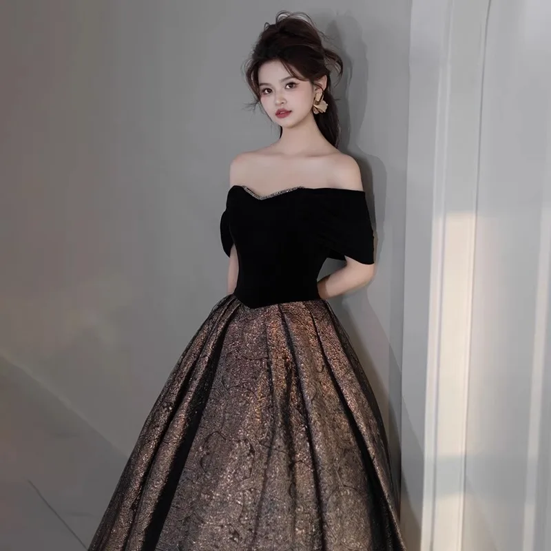 New advanced sense evening dress light luxury small high-end temperament banquet elegant gorgeous evening dress