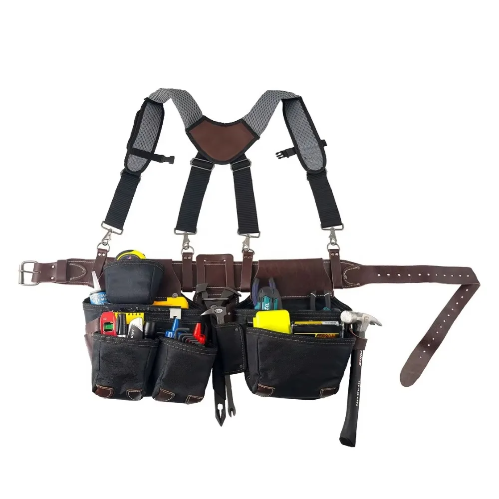 

Leather Tool Belt Customize Suspenders Premium Quality Carpenter Construction Tool Belts Leather Working Tools