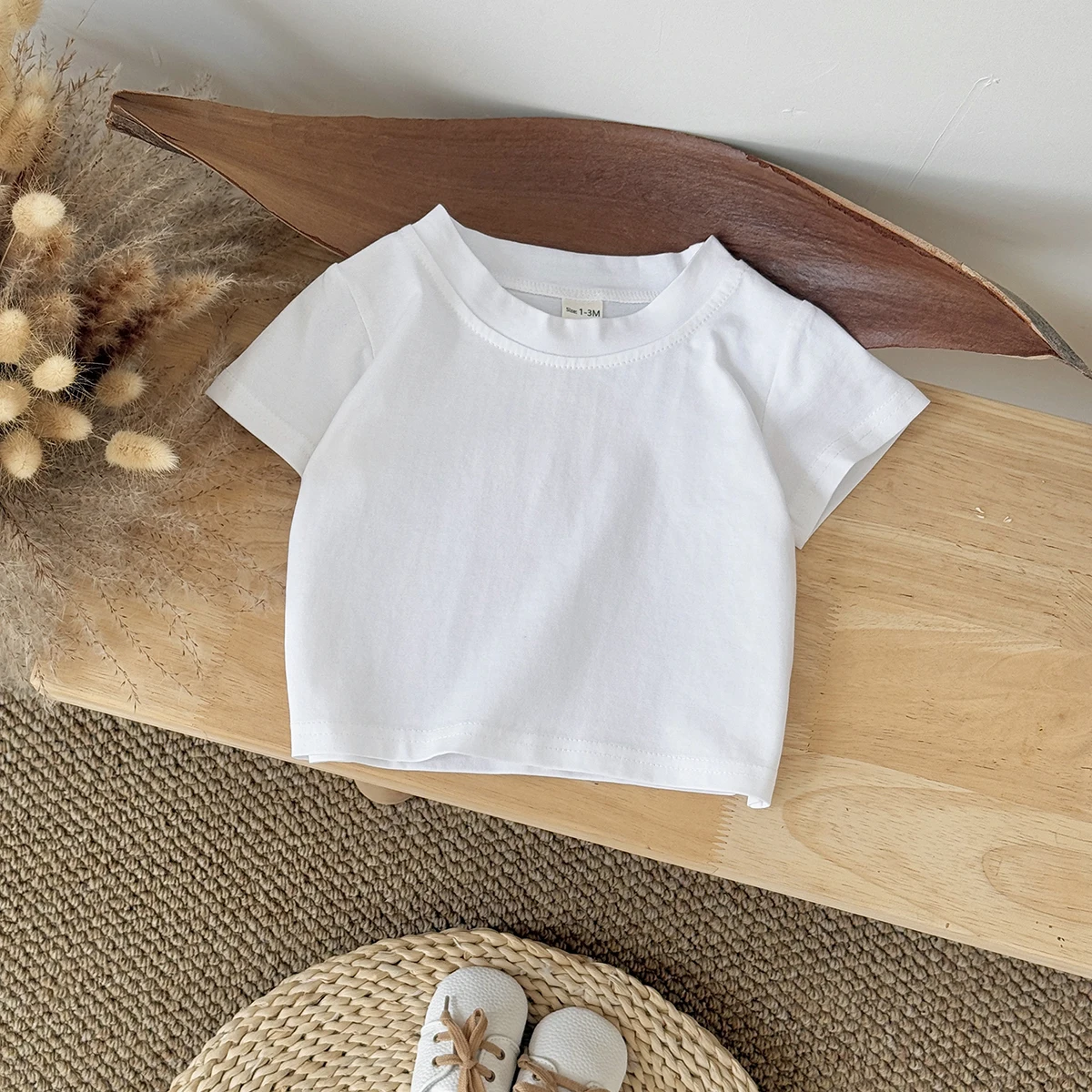 Summer Baby Boys Girls Cotton T-shirt Toddler Solid Color Top Clothes Korean Style Infant Baby Boys Girls Short Sleeves T-shirt