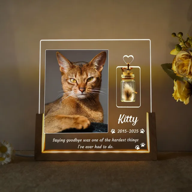 Pet Memorial Gift Custom Photo Night Light for Deceased Pets Personalized LED Pet Plaque Sympathy Gift for Dog Cat Loss with Sta