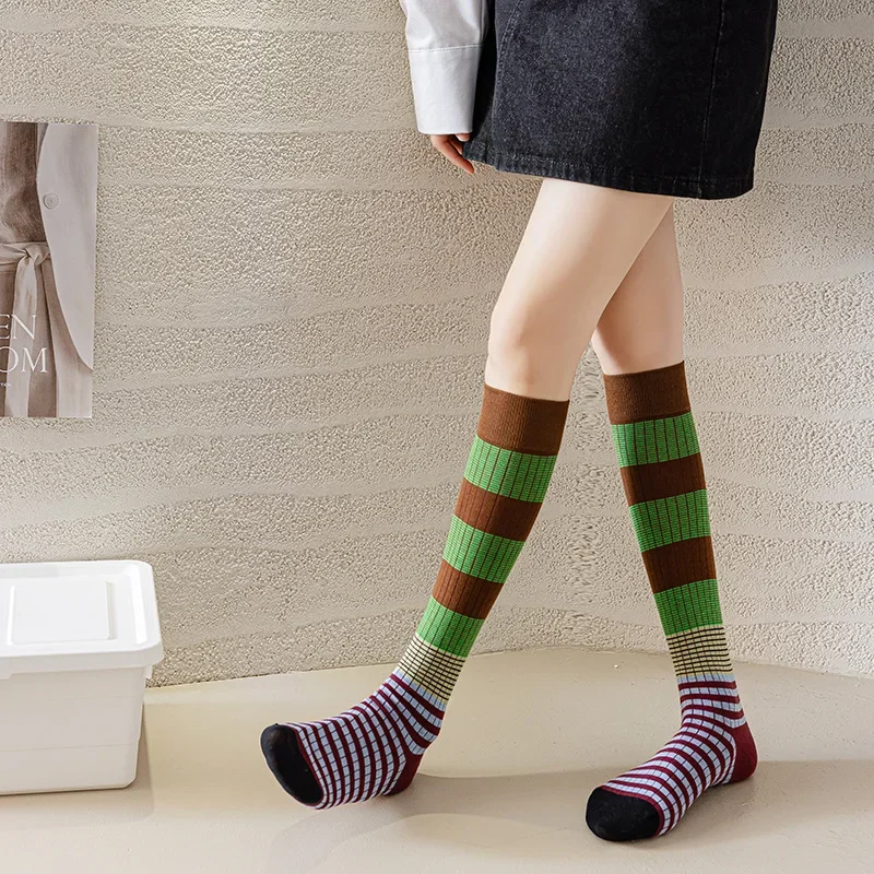 Women\'s Fashion Personality Trend Retro Versatile Korean Socks Over Knee Socks