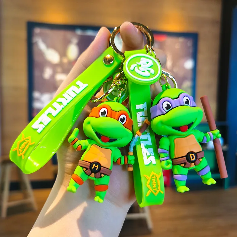 1pcs Teenage Mutant Ninja Turtles Keychain Pendant Anime Cute Car Key Ring Bag Accessories Silica Gel Children Adults Gifts