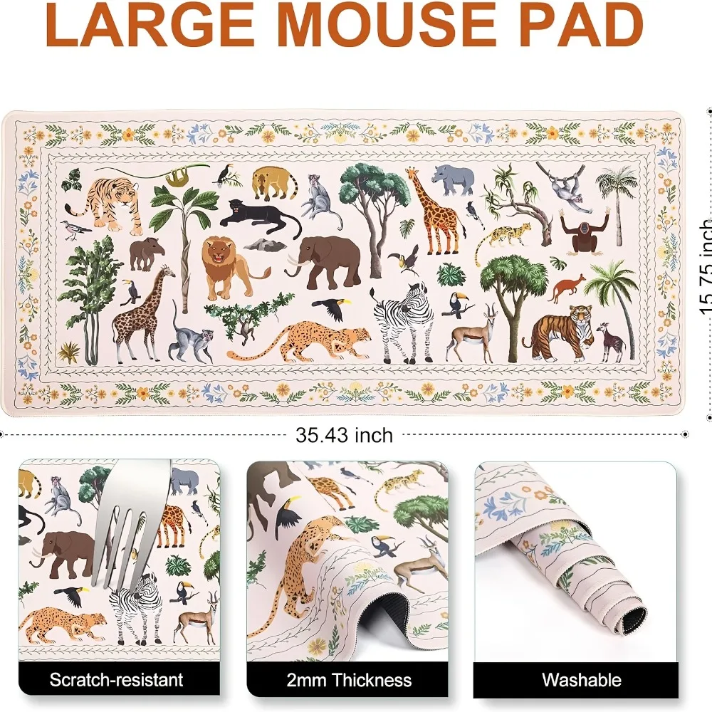 لوحة ماوس الغابة الكبيرة على الطراز البوهيمي مقاس XXL مع قاعدة مضادة للانزلاق مناسبة لإعدادات الكمبيوتر المكتبية والمنزلية #2