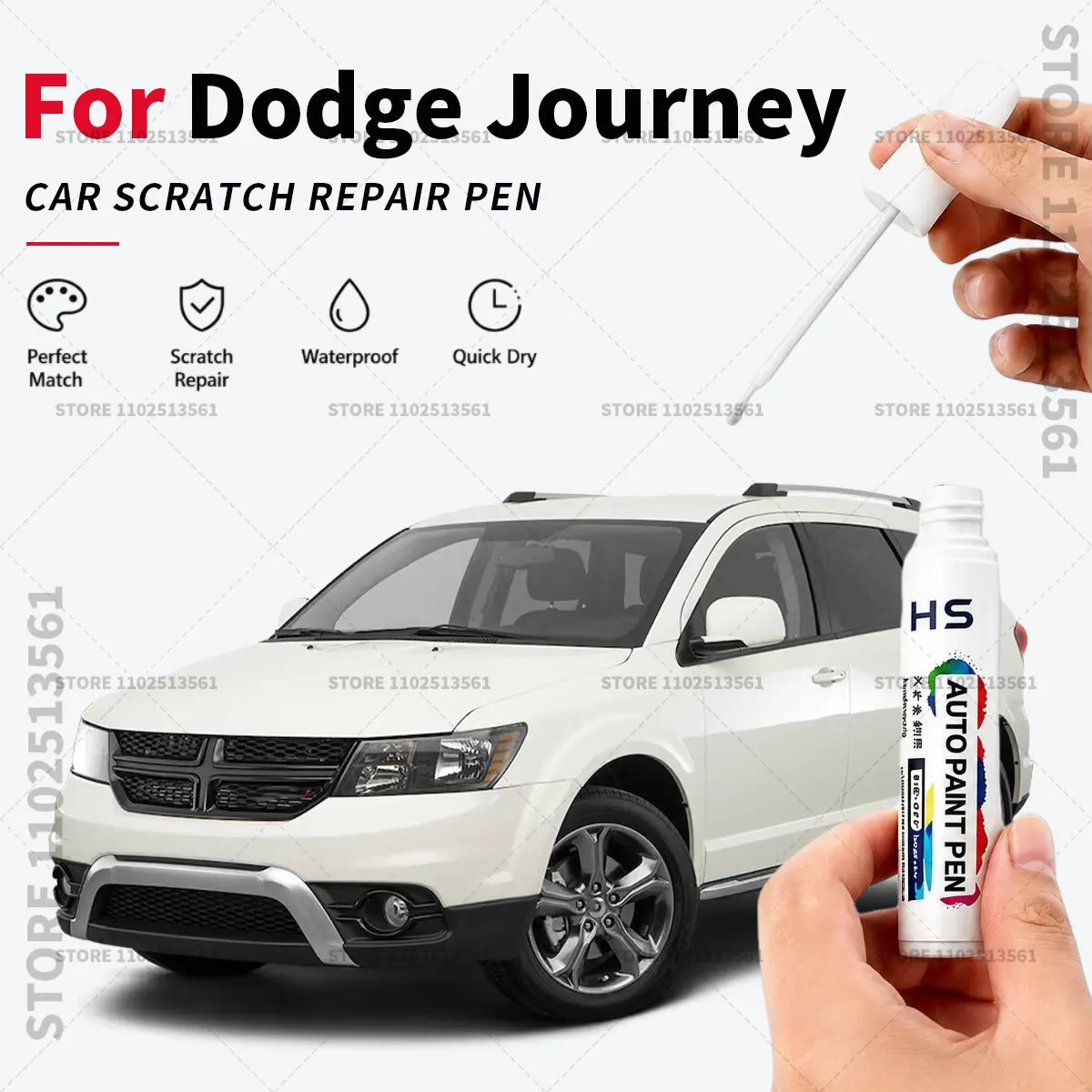 Car Scratch Repair Pen – Easy Auto Paint Touch Up for Smooth Finish For 2008-2020 Dodge Journey White Blue Gold Gloss Black