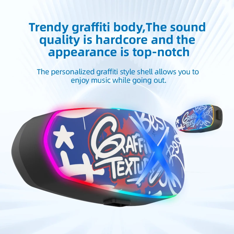 

K15 Doodle Style Мотоциклетный шлем Bluetooth-гарнитура Голосовой помощник 500 мАч Батарея Длительное время ожидания IP65 Водонепроницаемые наушники