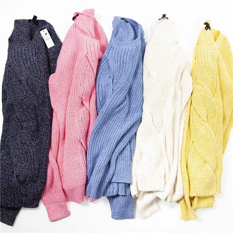 

Удобный для кожи вязаный свитер из чистого хлопка, футболка с верхом, женская одежда, большой размер 079, узор, теплый, с подогревом, длинный све