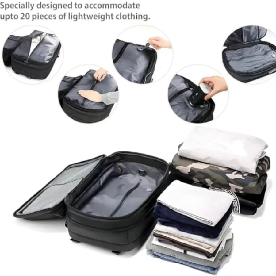 60L فراغ ضغط على ظهره مع عجلات توسيع الرجال مقاوم للماء حمل على الأمتعة حقيبة ظهر للسفر 17 بوصة محمول على ظهره