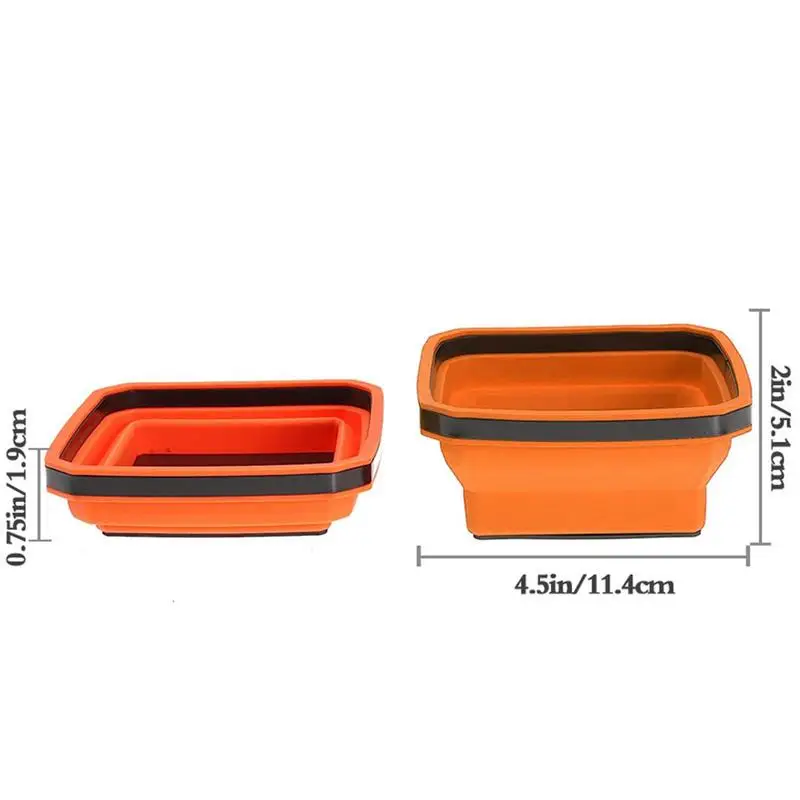 Collapsible Magnetic Tray Square Silicone Screw Bowl Organizer Stable Storage Accessory For Engineers Plumbers Carpenters