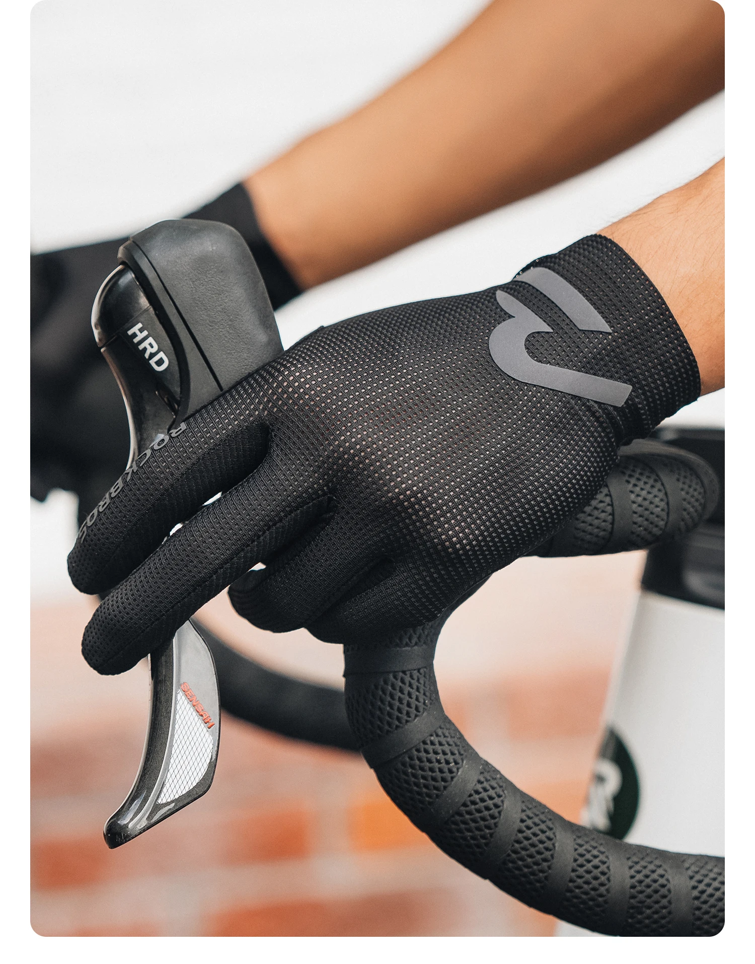 ROCKBROS Fahrradhandschuhe mit Vollfingerbedeckung, Touchscreen-fähig, Atmungsaktiv, Rutschfest, Stoßdämpfende Handflächenpolsterung – Detail 14
