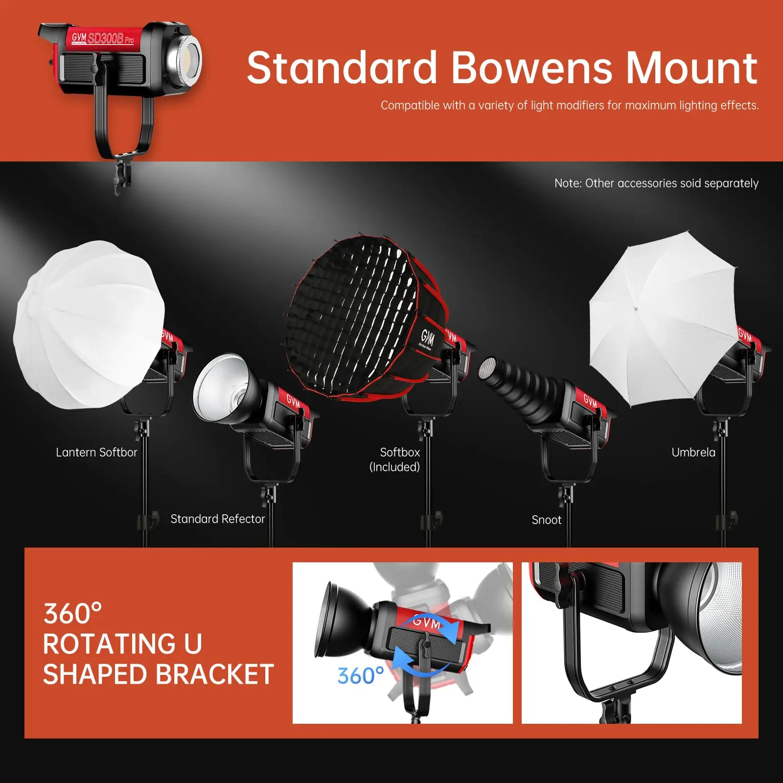 GVM Video Lighting 300W Studio Lights with Bowens Mount Softbox & Stand 2700K~6800K CRI 97+ Continuous Lighting for Photography