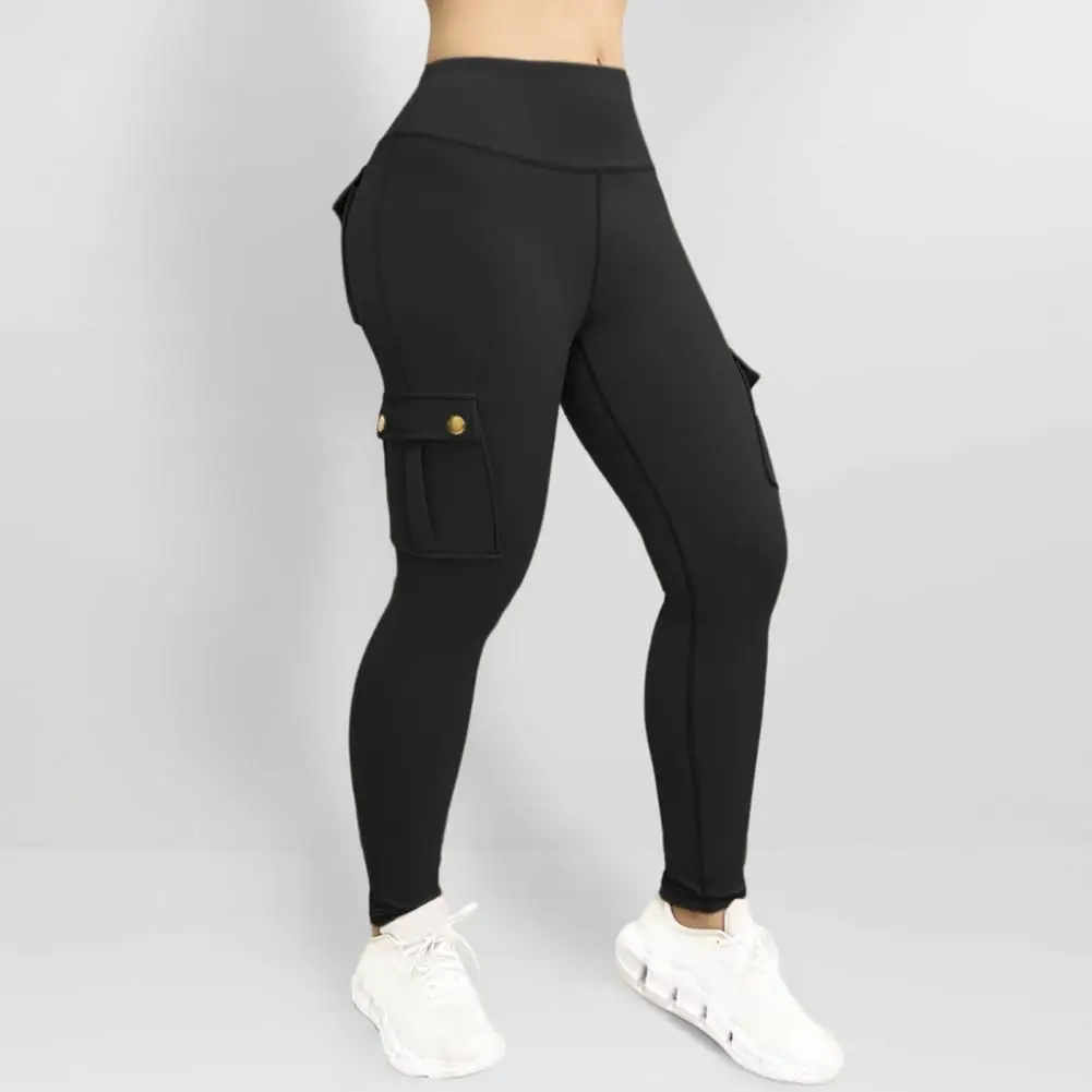 

Women Decorated High Waist Elastic Tummy Control Slim Fit Slim Fit Butt-lifting Flap Pocket Women Sweatpants Sports Pants