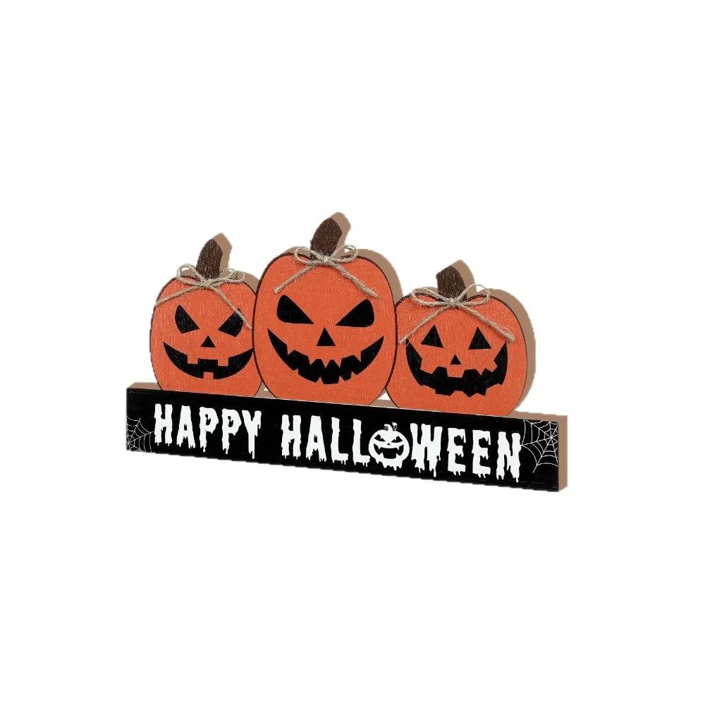 

Crafts Wooden Fall Pumpkin Table Decor Cute Funny Halloween Desk Decoration Decorative Halloween Ornaments Landscape