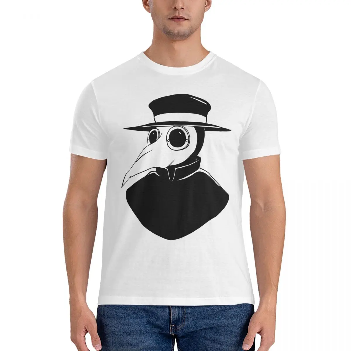 Beak Men T Shirts Plague Doctors Creative Tees Short Sleeve Round Collar T-Shirt Cotton Adult Clothing