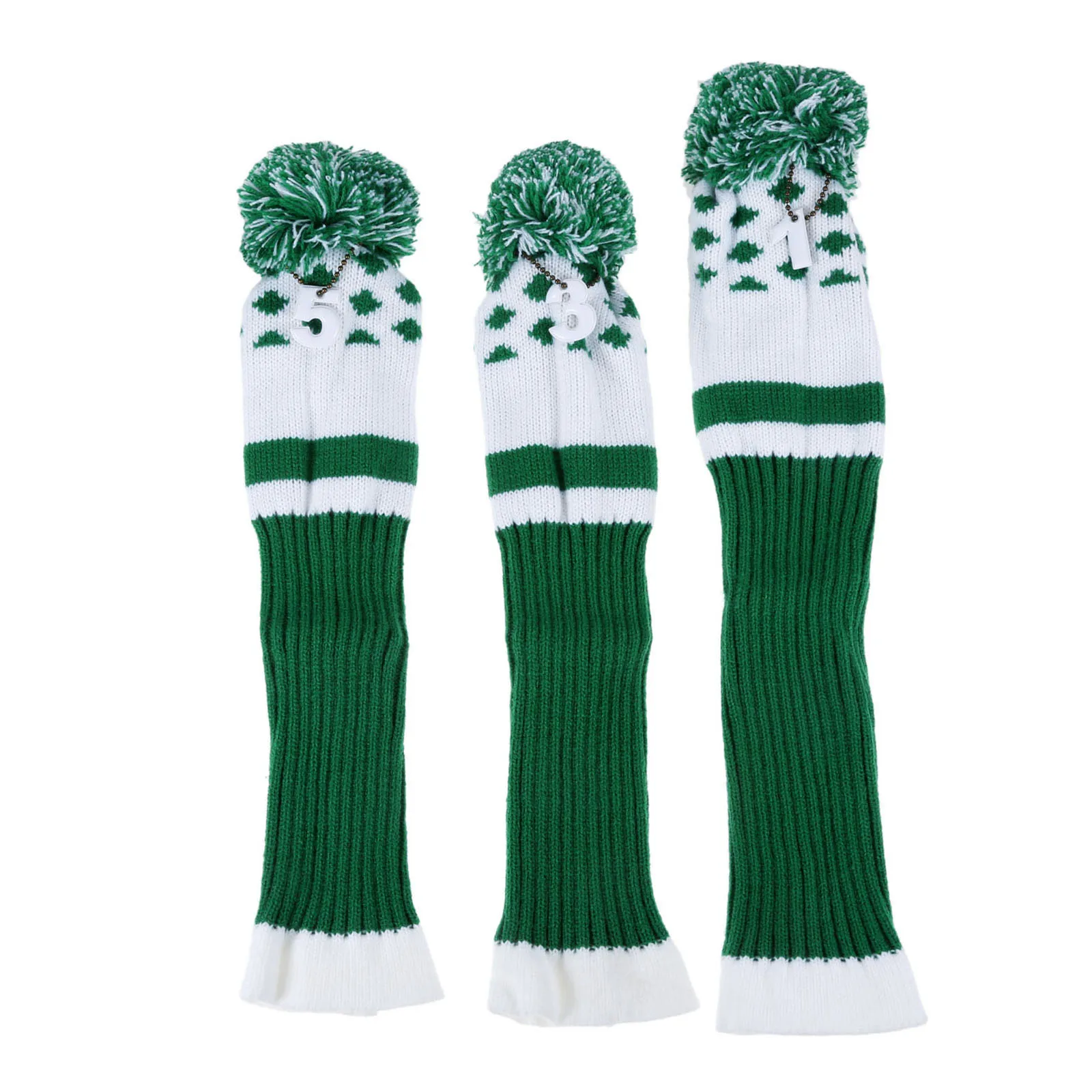 3/4Pcs Golf Clubs Headcovers 1,3,5/1,3,5,X Fits For Driver/Fairway Wood/Hybrid Wood White&Green Portable Glof Club Accessories