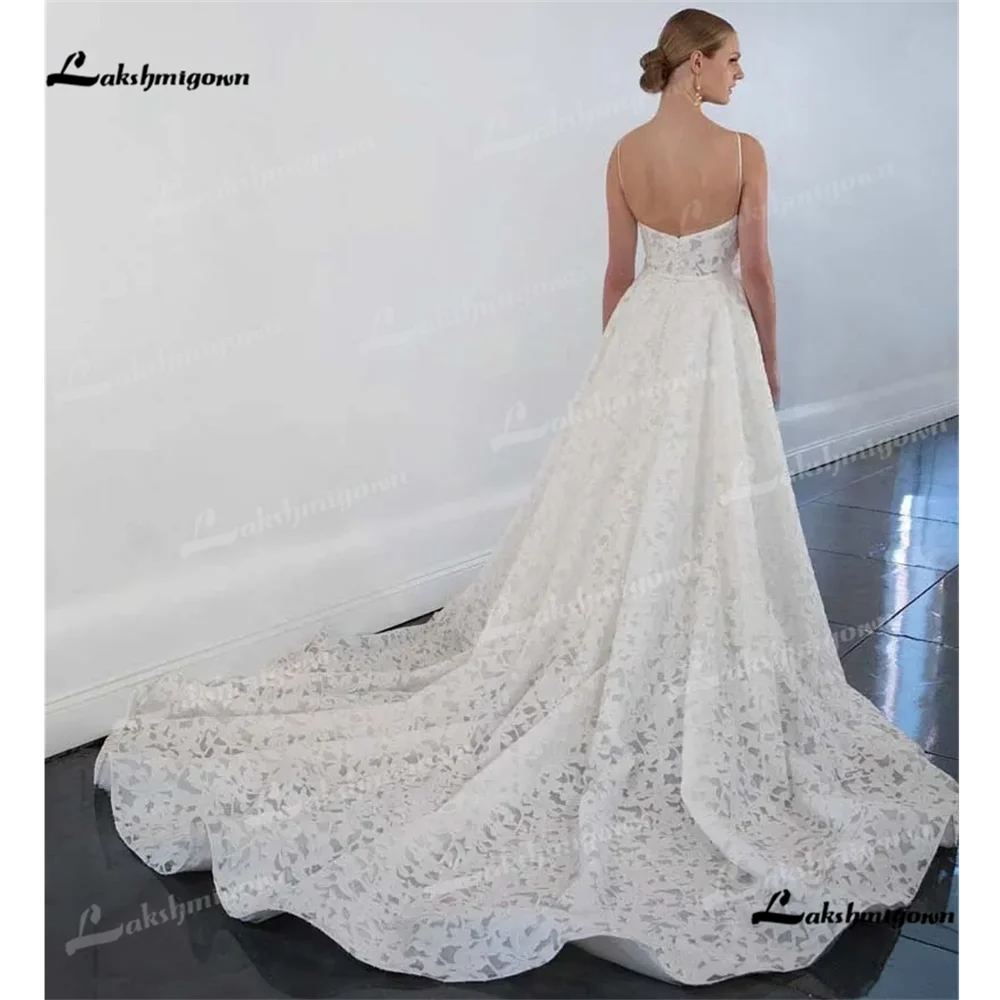 Lakshmigown decote em v uma linha vestido de casamento 2025 renda tribunal trem vestido de casamento personalizado robe de mariéewedding vestido womenvestido de