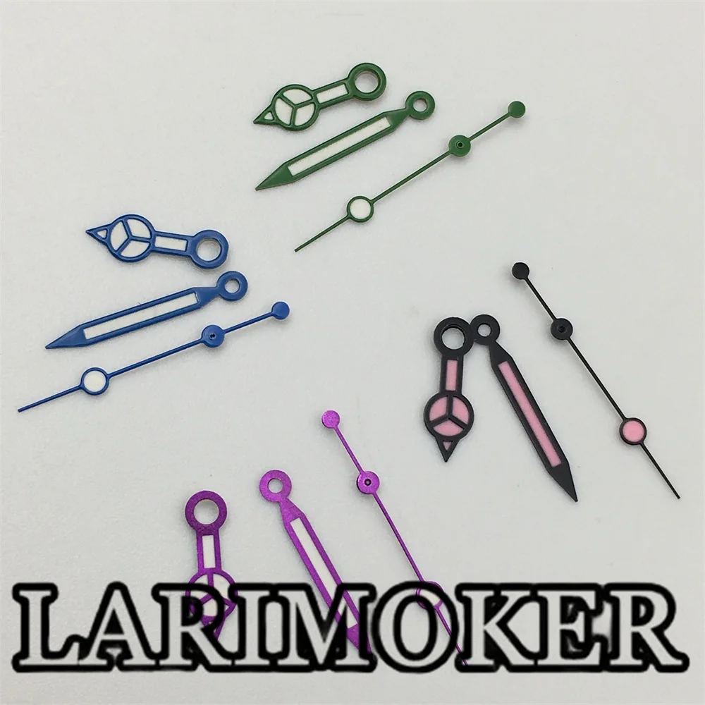 LARIMOKER Black Purple Yellow Gold Silver Blue Green Orange Red Hand With C3 Green Luminous Fit NH35 PT5000 Movement Watch Part