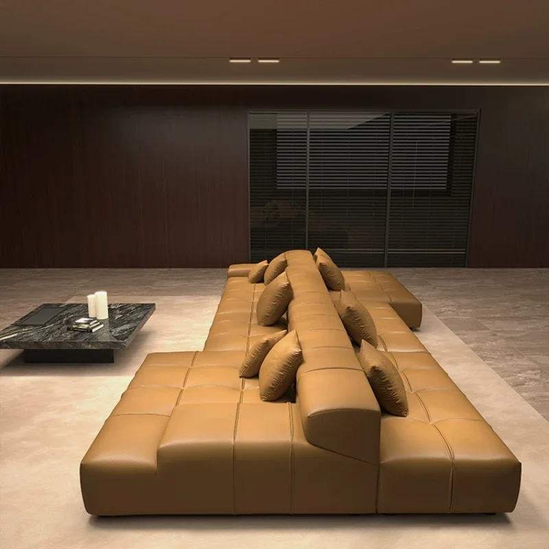 Double-sided back-to-back sofa combination, Panapi sofa, high-end leather living room, genuine leather sofa