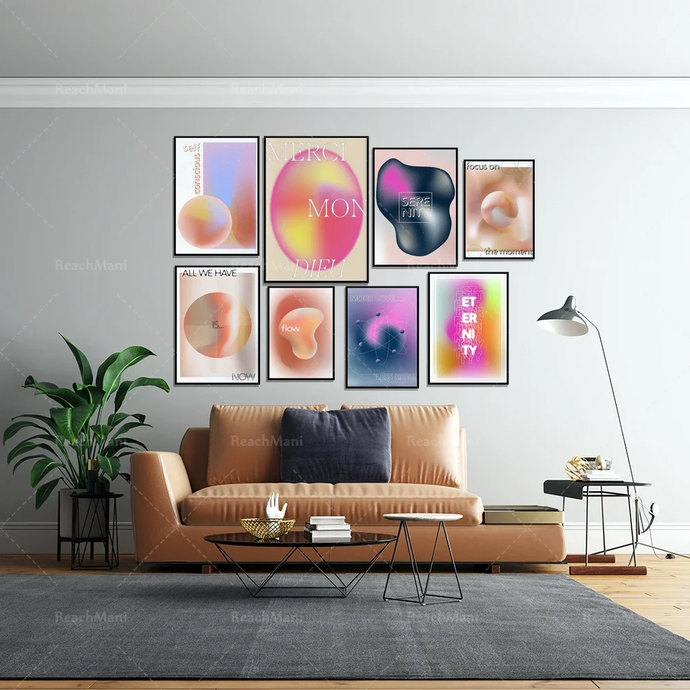 Retro gradient poster, focus wall art halo poster, grainy gradient, aesthetic room decoration, Y2K decoration, 70s psychedelic h