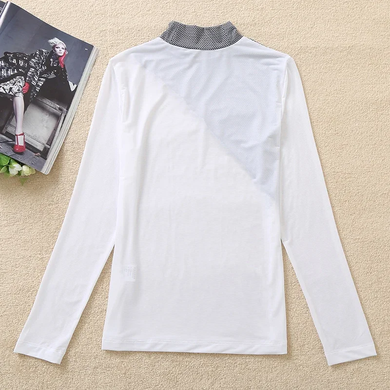 New Golf Women's Thin Ice Silk Long Sleeve Breathable Sun Protection High Neck Stretch T-Shirt