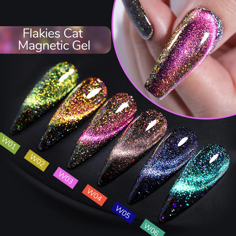 UR SUGAR 7ml Reflective Cat Magnetic Gel Nail Polish Semi Permanent Glitter Reflective Nail Gel Soak Off UV Gel Nail Art Varnish