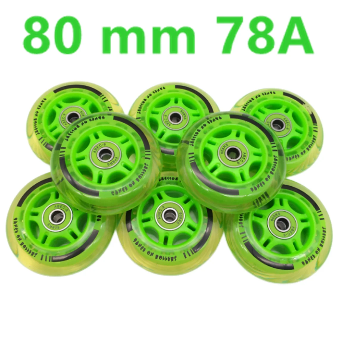 Free shipping skate wheel roller wheel transparent green 78 A bearing ABEC-9 8 pcs / lot