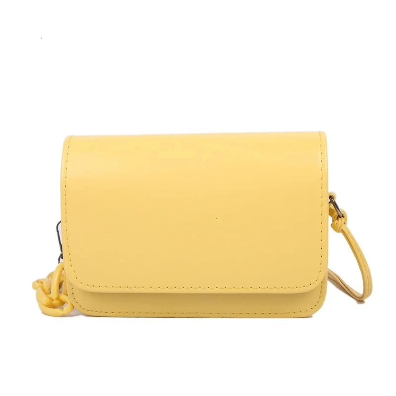 Bolsa de ombro de corrente quadrada para mulheres, versão coreana de bolsa pequena, cor sólida, moda, maré