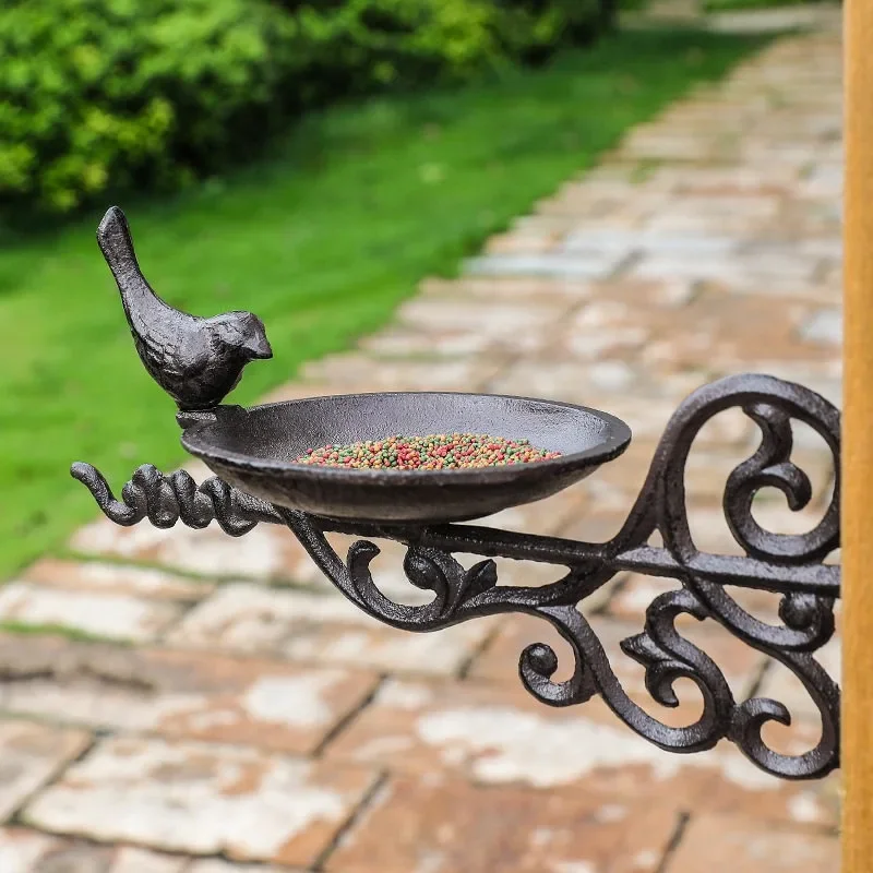 Nordic simple cast iron bow bird food basin wall decoration outdoor balcony courtyard hanging bird supplies trough feeder