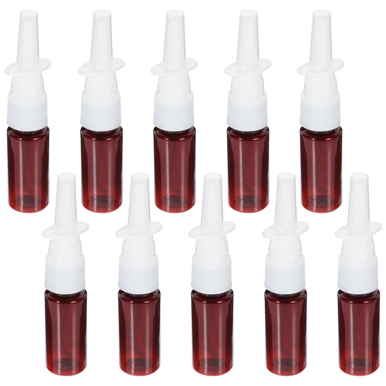 

10pcs 15ml Portable Nasal Sprayer Bottles Refillable Fine Mist Empty Spray Bottles (Brown Pet + 18R Direct Injection)