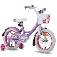 Hiland 12/14/16 Zoll Kinderfahrrad Mädchen ab 3-6 Jahren Fahrrad mit Korb, Stützrädern/Ständer, Handbremse und Rücktrittbremse