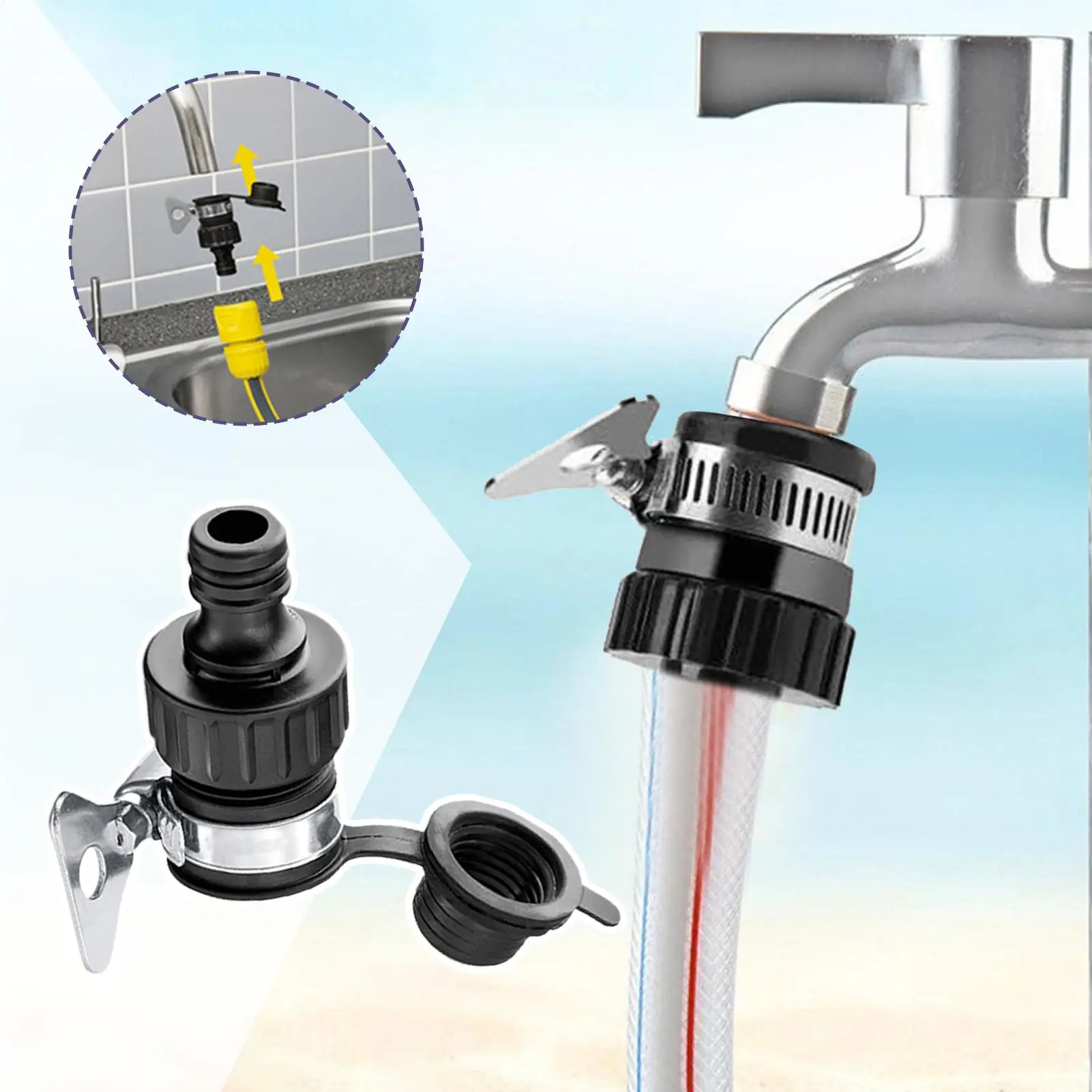 

Universal Water Faucet Adapter Plastic Hose Fitting Quick Connect Fitting Tap for Car Washing Garden Irrigation Durable