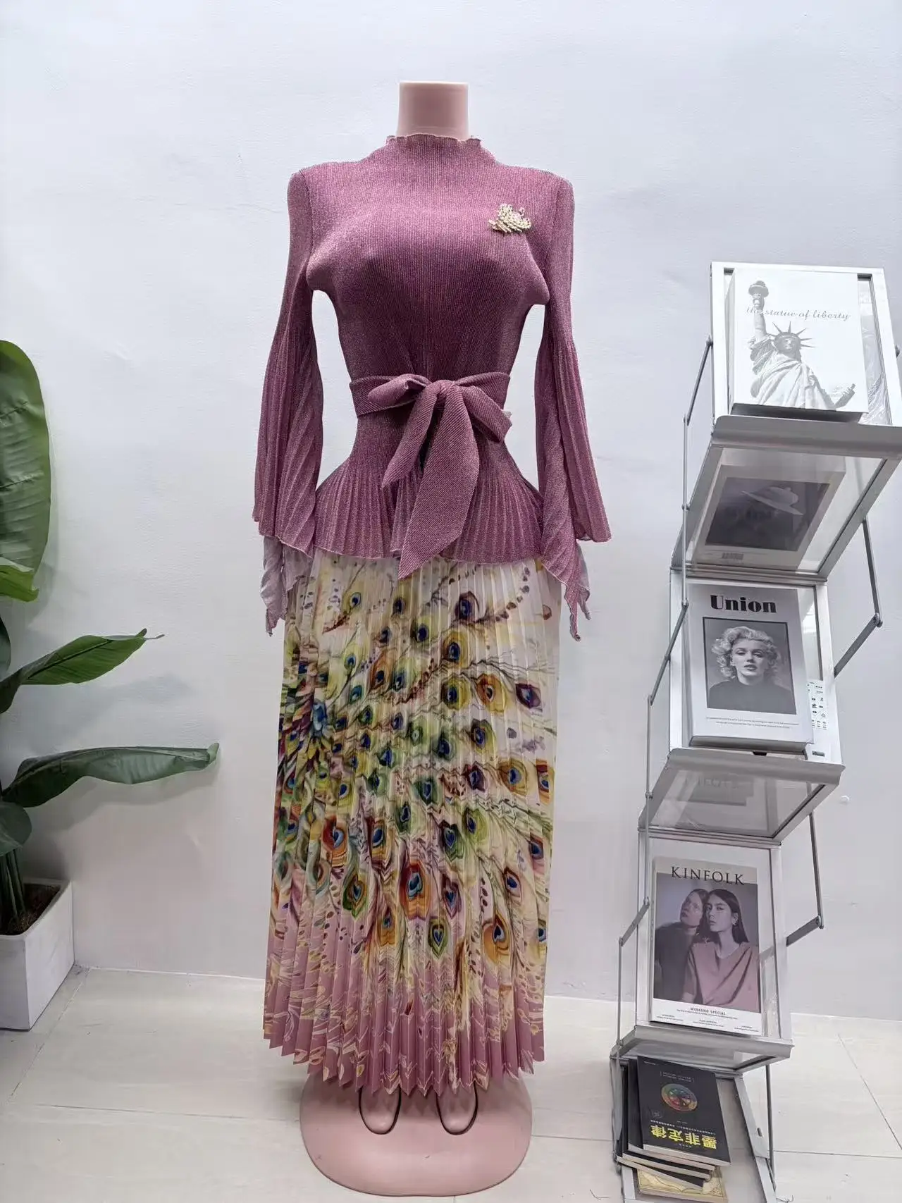 

African Miyake Folds 2026 New Printed Suit Loose Fashion Large Size Folded Skirt Two-piece Set Women's Clothing