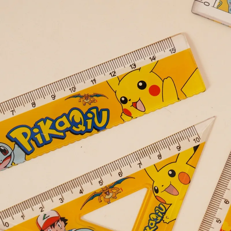 

Pikachueds Cartoon Acrylic Ruler Set Straight Triangle Ruler Stationery for Primary Middle School Students