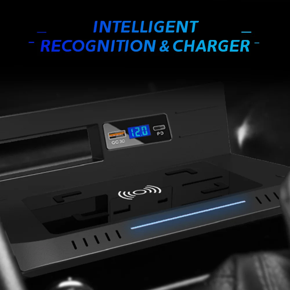 Wireless Car Charger Pad for Volkswagen TiguanL 2019-2022 LHD - Phone Charging Holder Plate Compatible with Qi Certified Devices