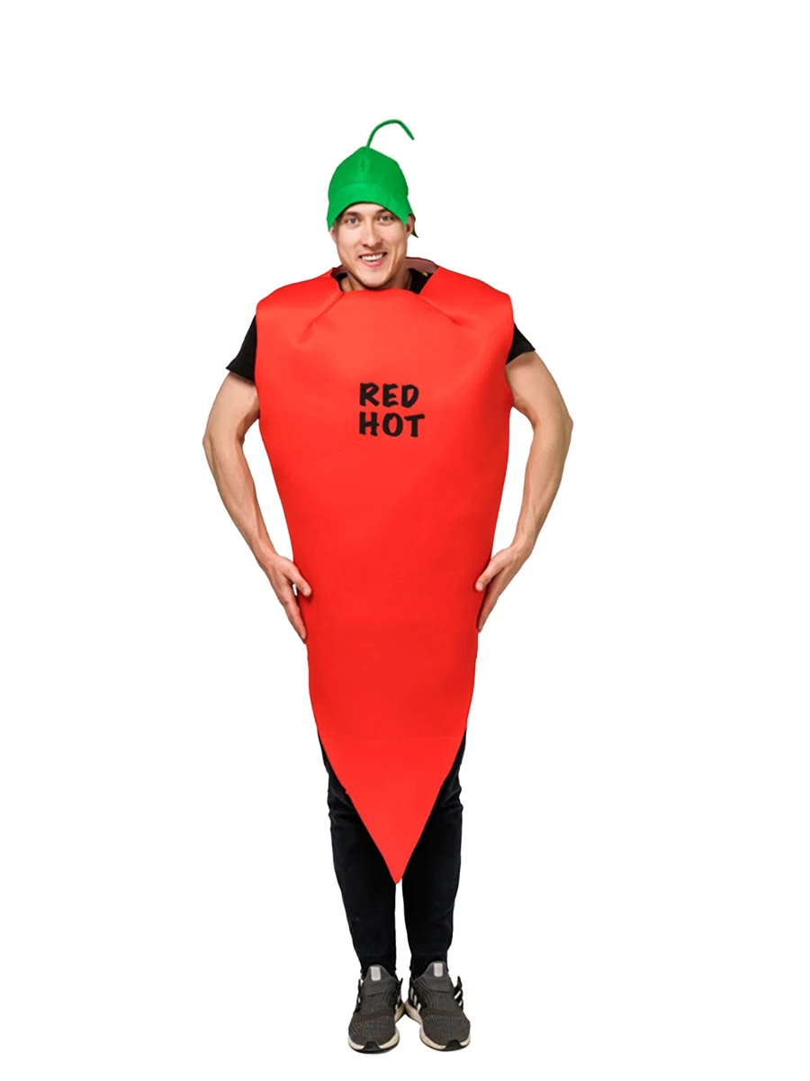 Erwachsene Paar Stil Lustige Cosplay Red Chili Overall Mit Hut Parodie Bühne Rolle Spielen Outfit Halloween Karneval Kostüm