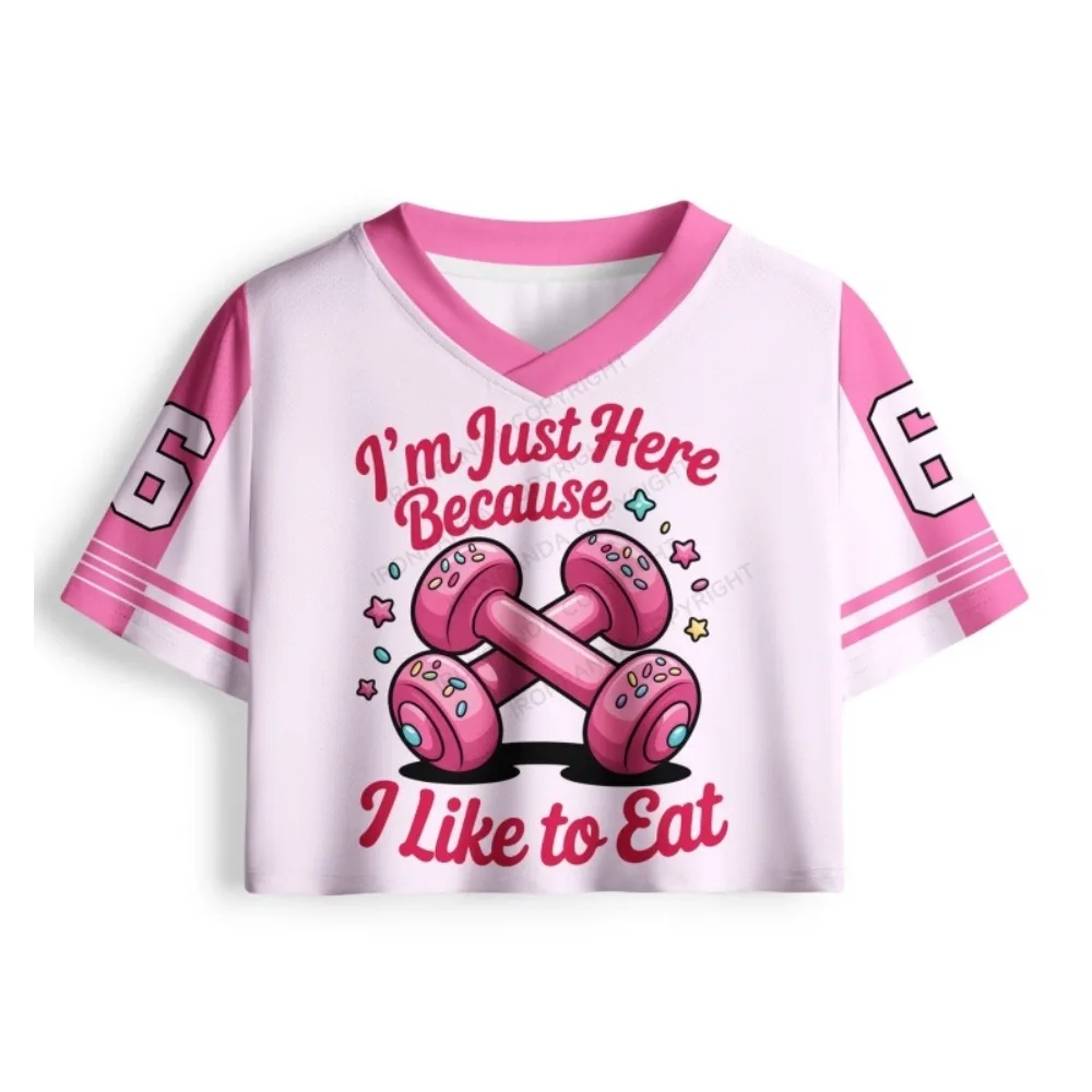 Ladies' Fitness Exercise, Trendy, Y2K， Female Power, Printed T-shirt, Women's Umbilical V-neck Spicy Girl Dress