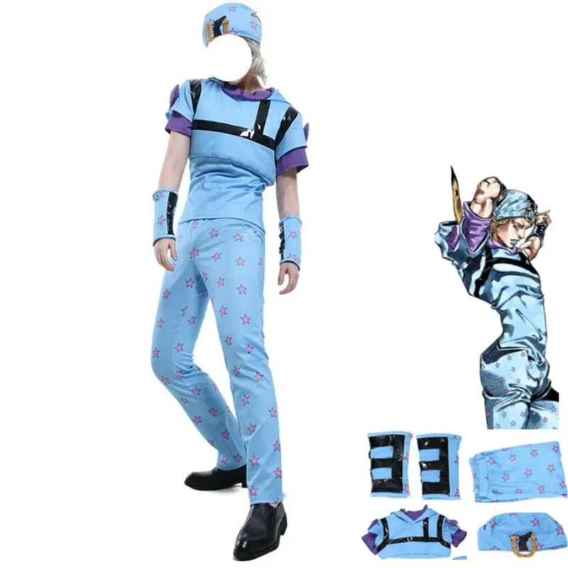 

Anime JoJo'S Bizarre Adventure Steel Ball Run Johnny Joestar Joe Ki Cosplay Costume Hooded Sweater Uniform Man Woman Party Suit