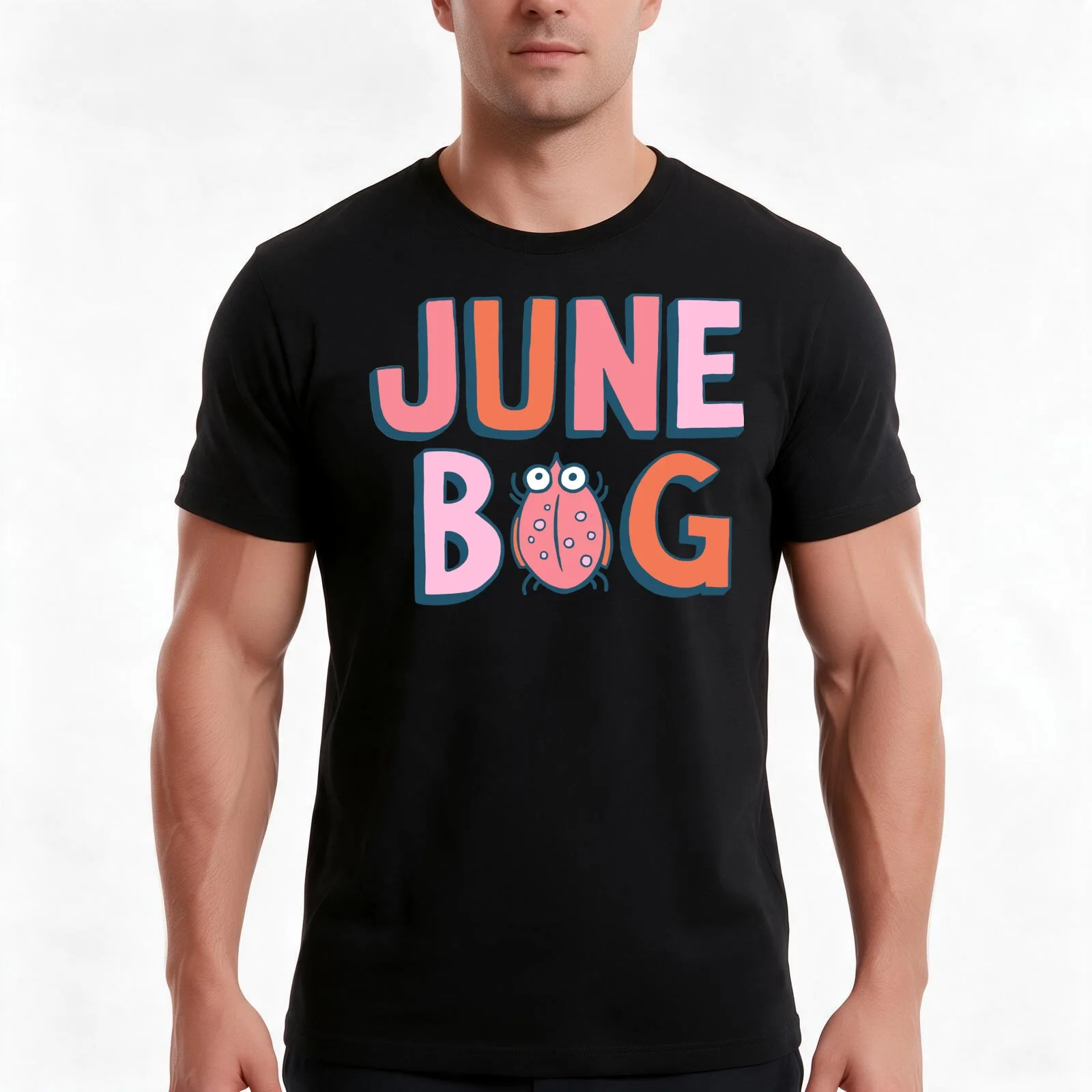 June Bug Onesie (pinks) T-Shirt, Summer Casual Cotton Tee, Oversized Streetwear Tops, Vintage Graphic Print, Unisex Men Women