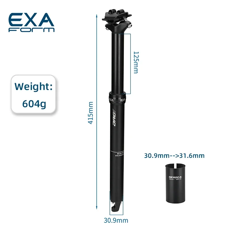 EXAFORM JAG-I Telescopic Seatpost for Mtb 30.9/31.6mm Dropper Seatpost 125mm Travel Hydraulic Internal Cable Retractable Canoe