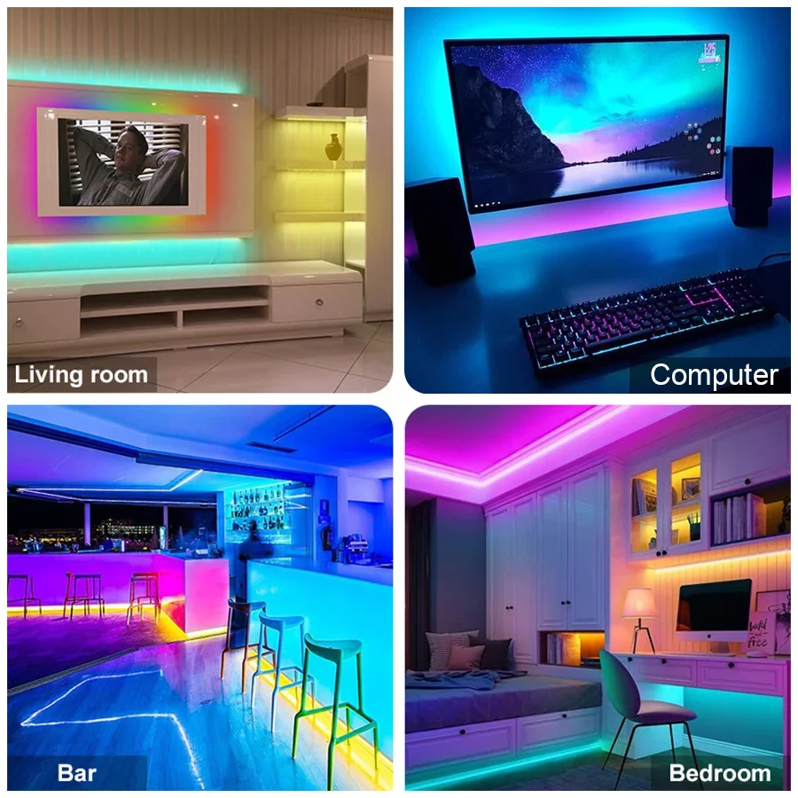 USB Led Strip Lights RGB 5050 Luces Led Light 1-30M Color Changing Flexible Ribbon Tape TV BackLight Room Decoration Lighting